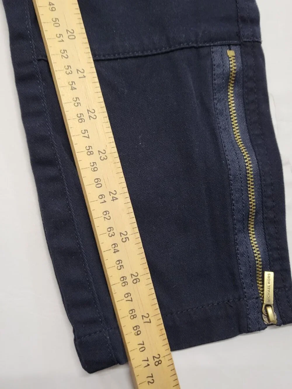 Michael Kors Womens Pants 10 Stretch Chino Twill Tapered Zip-Ankle Navy Blue